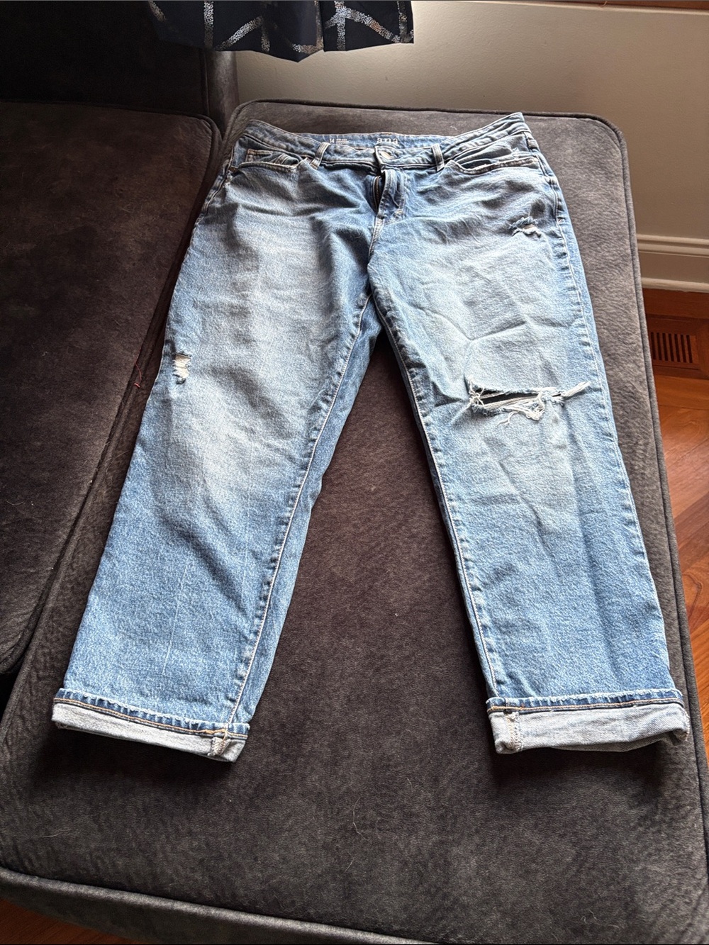 a.n.a Light Blue Distressed Boyfriend Jeans